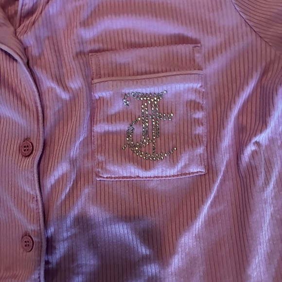 Juicy Couture Pink Rhinestone Logo Pajama Set | Small Y2K - flaw - Picture 5 of 6